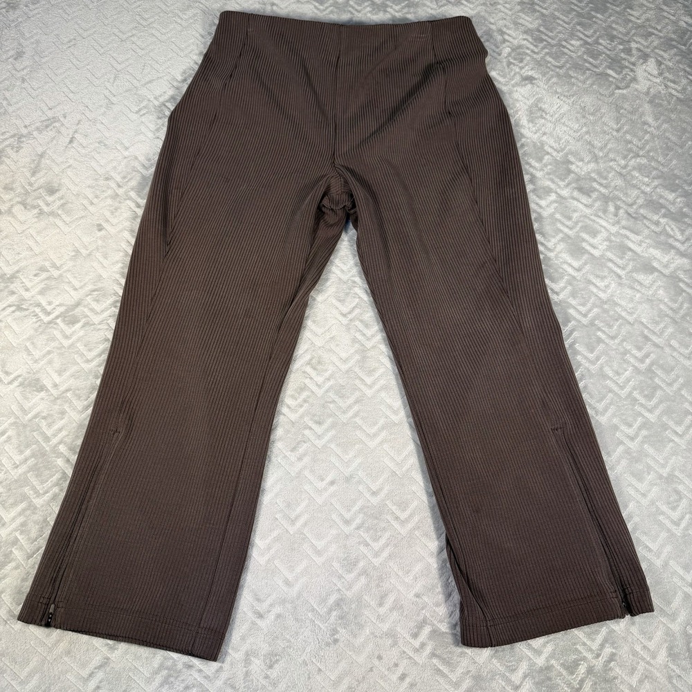 Lululemon Espresso Ribbed Softstreme Zip Leg High Rise Flare Pants 14